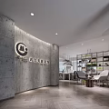 Modern Public Office Space With Wooden Table Ergonomic Chairs Hanging Lights And Wall Decor