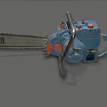Powerful Blue Electric Chainsaw With Metal Frame Red Components And Sharp Chain 3d model