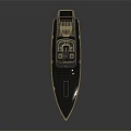 Luxury Modern Yacht Model With Blue Gold Exterior Streamlined Shape And Metallic Finish Shiny Deck