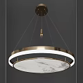 Modern Chandelier with Double Ring Brushed Brass Frame Marble Panel Base and Warm LED Lighting 3d model