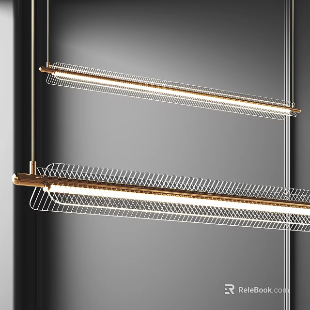 Modern Linear Pendant Lights With Sleek Metal Structure And Bright Glow For Contemporary Interior Spaces 3d model 