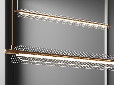 Modern Linear Pendant Lights With Sleek Metal Structure And Bright Glow For Contemporary Interior Spaces 3d model
