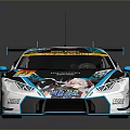 Race Car With Anime Girl Graphics Blue White Color Scheme And Rear Spoiler