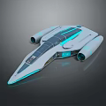 Futuristic White Spaceship With Sleek Design Blue Illuminated Accents And Twin Engines