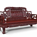 Chinese Style Mahogany Multi Person Sofa With Intricate Carved Patterns And Classic Design