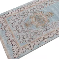 Decorative Square Rug With Intricate Floral Patterns And Blue Base Design 3d model