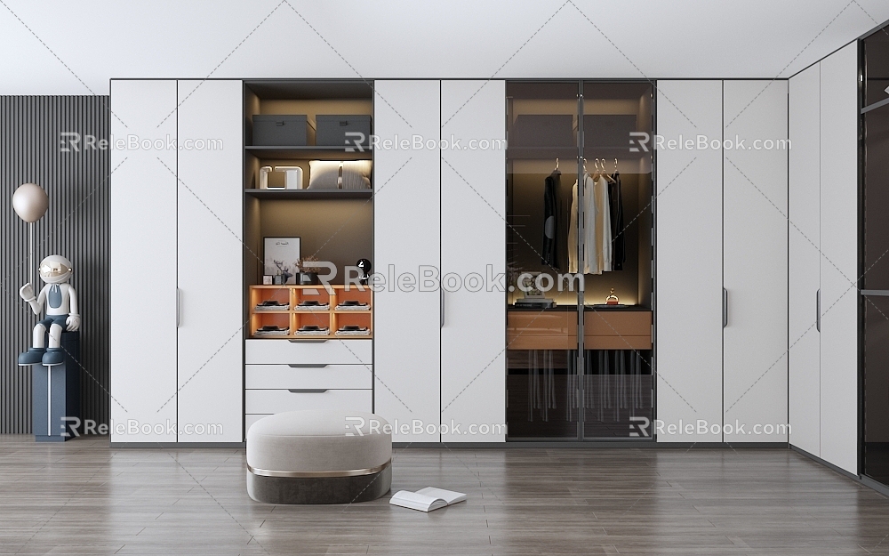 Minimalist Modern Light Luxury Cloakroom Door Wall Cabinet 3d model