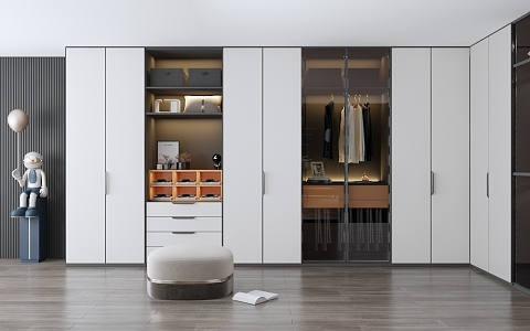 Minimalist Modern Light Luxury Cloakroom Door Wall Cabinet 3d model