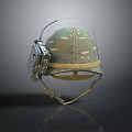 Military Weapon Helmet With Camouflage Pattern Transparent Visor And Communication Headset 3d model