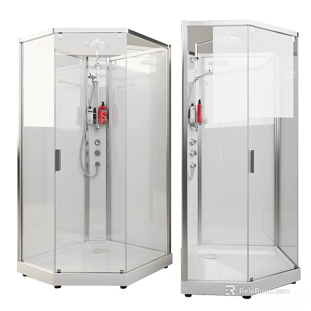 Modern Shower Sauna Glass Enclosure With Steam Function And Control Panel 3d model 