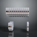 White Long Strip Computer PDU With Orange Indicators And Two Compact Side Units 3d model