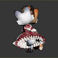 Cute Fox Doll Characters Wearing Colorful Dresses With Various Patterns Standing Together On Reflective Surface