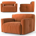 Modern Orange Single Sofa With Plush Upholstered Design And Comfortable Armrests 3d model