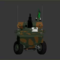 Armored 6 Wheeled Military Vehicle With Green Orange Camouflage Turret Cannon And Brazilian Flag