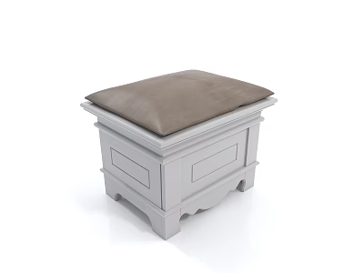White Bedside Table With Brown Padded Top Simple Line Design And Small Supporting Feet 3d model