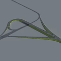 Modern Interchange Bridge with Curved Structure and Illuminated Lanes Design 3d model