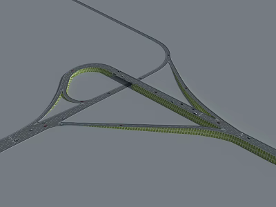 Modern Interchange Bridge with Curved Structure and Illuminated Lanes Design 3d model