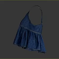 Blue Denim Sleeveless Camisole With V Neck And Ruffled Hem Style