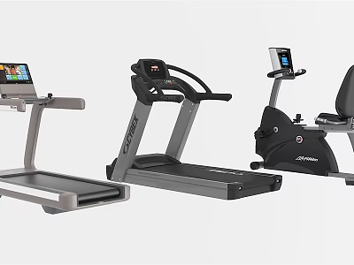 Modern Home Fitness Equipment With Treadmill Exercise Bike And Smart Display Screens 3d model