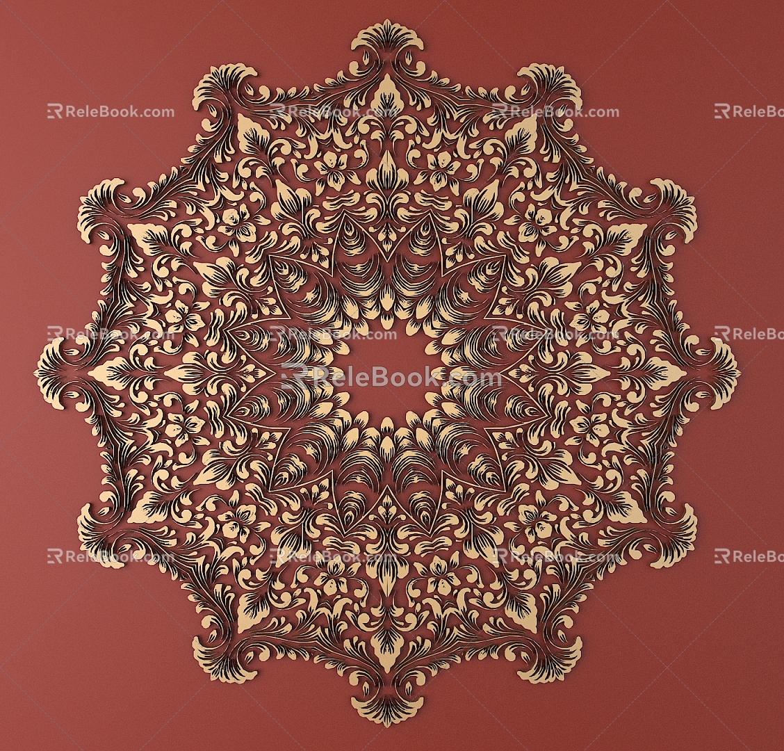 European-style Metal Carved European-style Pattern Hollow Carved Pattern Baroque Carved Pattern 3d model