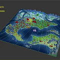 Cartoon Style World Map with Colorful Land Regions Mountains Islands and Blue Ocean