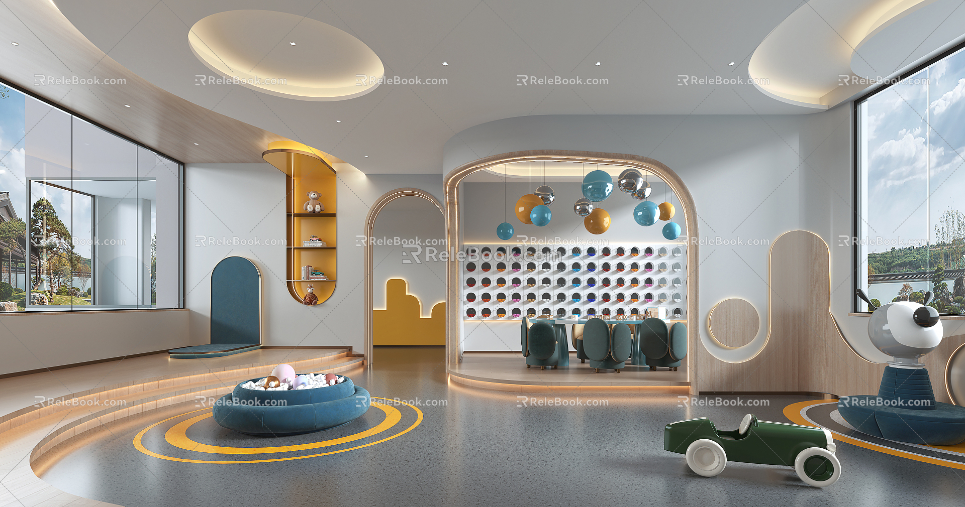 Modern children's entertainment area Public children's play area 3d model