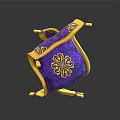 Purple And Yellow Decorative Cushions With Floral Pattern And Tassels On Shiny Surface
