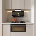 Modern Kitchen Interior Featuring Upper Cabinets Range Hood Stove And Oven 3d model