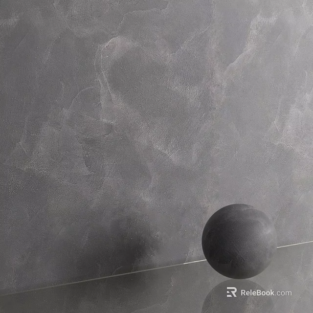 Gray Textured Wall Component With Black Sphere On Transparent Surface 3d model 