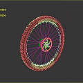 Mountain Bike Wheel with Treaded Tire Spokes and Blue Hub Design