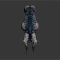 Mythical Fantasy Beast 3D Model With Large Curved Horns And Rocky Scaled Skin