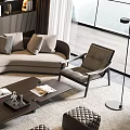 Modern Sofa Coffee Table Set In Living Room With Accent Chairs Ottoman And Decorative Books