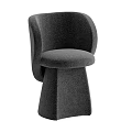 Modern Gray Upholstered Sofa Stool with Curved Backrest Round Seat and Geometric Base