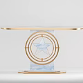Elegant Console Table With Marble Top And Gold Star Circular Base Design 3d model