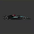 Mercedes F1 Racing Car With Sleek Black Silver Body And Blue Accents