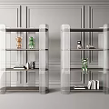 Modern Transparent Glass Bookcase With Decorative Figurines Books And Small Decor Items
