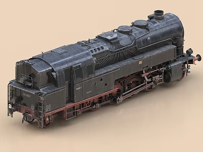 Vintage Black Steam Train Model With Detailed Locomotive Structure And Wheels 3d model