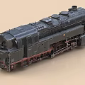 Vintage Black Steam Train Model With Detailed Locomotive Structure And Wheels