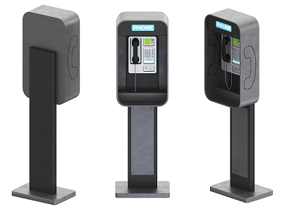 Modern Public Phone Booths As Public Facility With Functional Design And Equipment 3d model