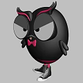 Stylish Black Owl Doll With Pink Eyebrows Bow Tie And Sneakers