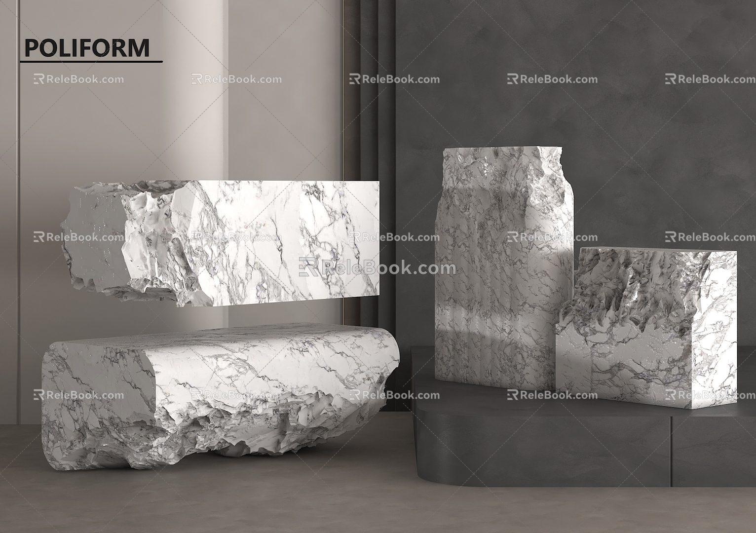 Stone Broken Stone Stone Front Desk Stone Countertop Landscape Stone 3d model