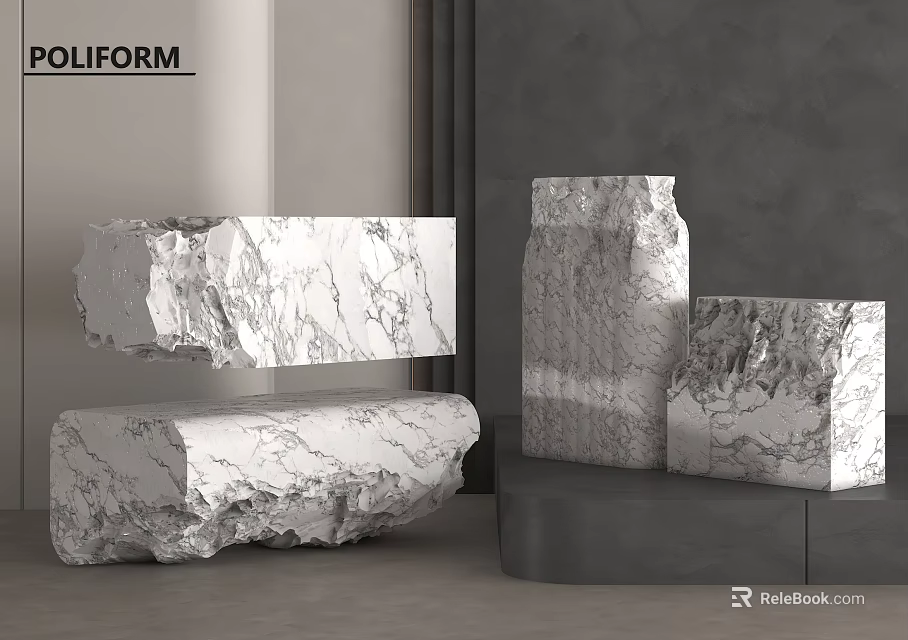 Polished Marble Stone Blocks For Modern Interior Decorative Design 3d model 