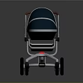 Stylish Baby Stroller Design With Blue Canopy Metal Frame And Swivel Wheels