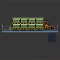 Logistics Center Model With Green Storage Containers Red Machinery And Yellow Loading Zones