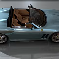Blue Convertible Ferrari Sports Car With Brown Leather Seats And Shiny Exterior
