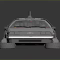 Low Poly Silver Sci Fi Car Model With Gull Wing Doors And Retro Futuristic Design