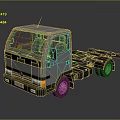 Gray Worn Single Cab Truck With Exposed Chassis And Industrial Design 3d model