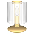 Elegant Table Lamp With Transparent Vertical Striped Glass Shade And Gold Base
