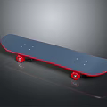 Stylish Blue Skateboard With Red Wheels For Smooth Riding Experience 3d model