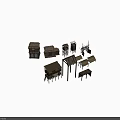 Traditional Wooden Building Models With Thatched Roofs For Modern Architectural